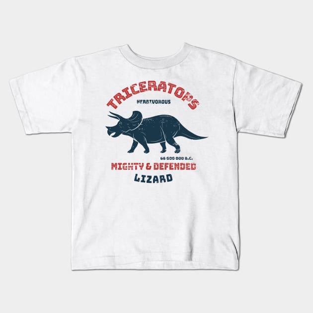 Mighty Lizard Triceratops Dinosaur Kids T-Shirt by SandiTyche